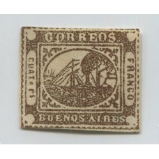 ARGENTINA 1858 GJ 09 BARQUITO ESTAMPILLA NUEVA CON FIRMA DE DON VICTOR KNEITSCHEL HERMOSO EJEMPLAR MUY FRESCO U$